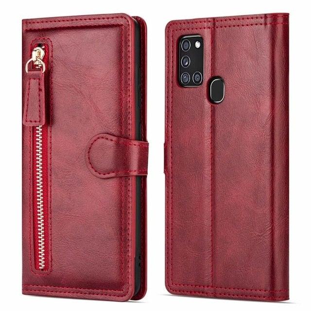 Zipper Closure Leather Wallet Phone Case for Samsung Galaxy - PhoneWalletCases.com