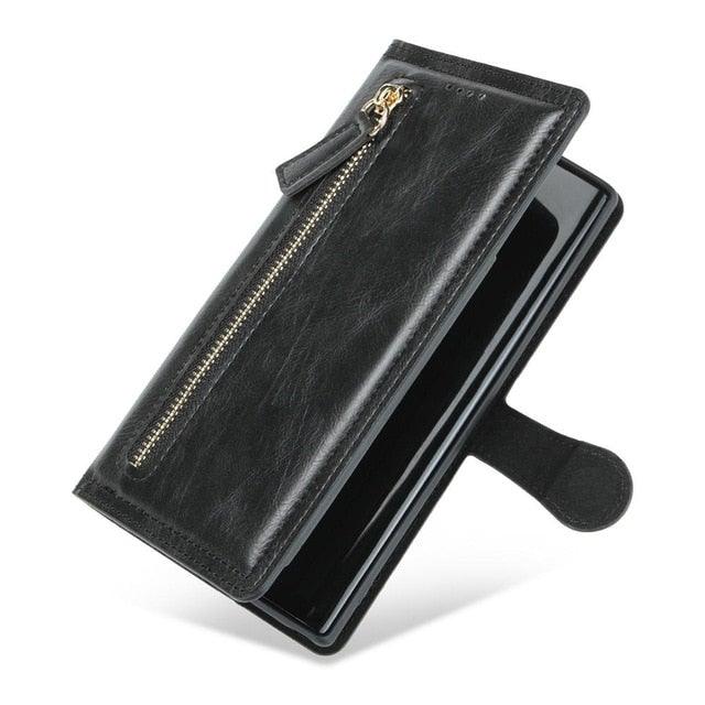Luxury Wallet With Zipper Phone Cases For Samsung Galaxy 5G - PhoneWalletCases.com