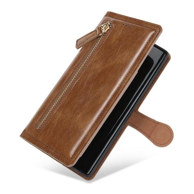 Luxury Wallet With Zipper Phone Cases For Samsung Galaxy 5G - PhoneWalletCases.com