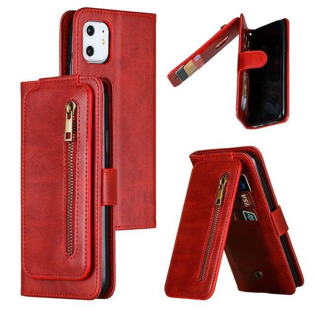 Luxury Flip Leather Zipper Wallet Mobile Phone Case For iPhone - PhoneWalletCases.com
