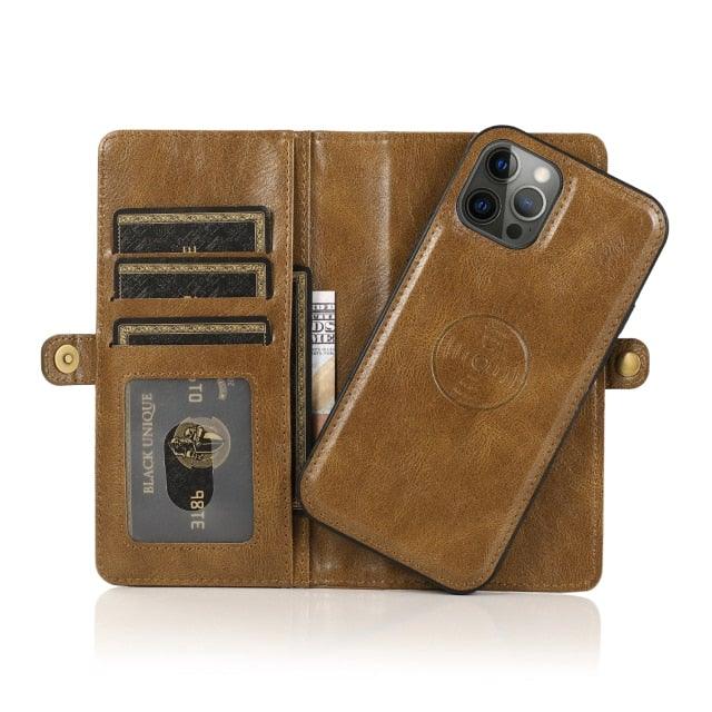 Flip Leather Wallet Case For iPhone - PhoneWalletCases.com